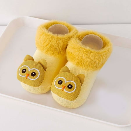 

Autumn And Winter Comfortable Baby Toddler Shoes Cute Cartoon Owl Bear Shape Children Cotton Warm Breathable Soft Non Slip Floor Sneakers Yellow M