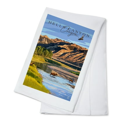 

Hell s Canyon Oregon Elk Crossing River (100% Cotton Tea Towel Decorative Hand Towel Kitchen and Home)