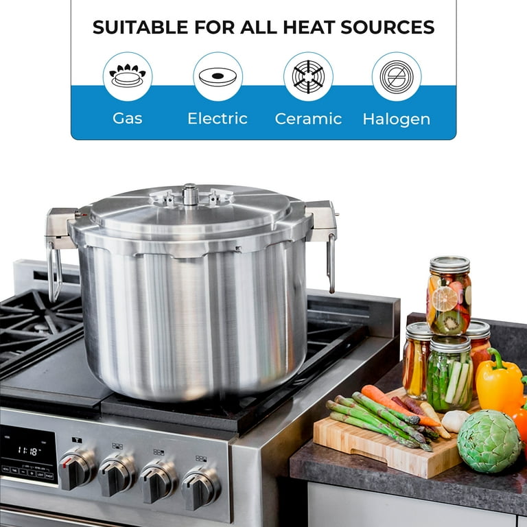 Buffalo QCP435 37 Quart Non Stick Stainless Steel Pressure Cooker Commercial Grade with Steam Rack Walmart