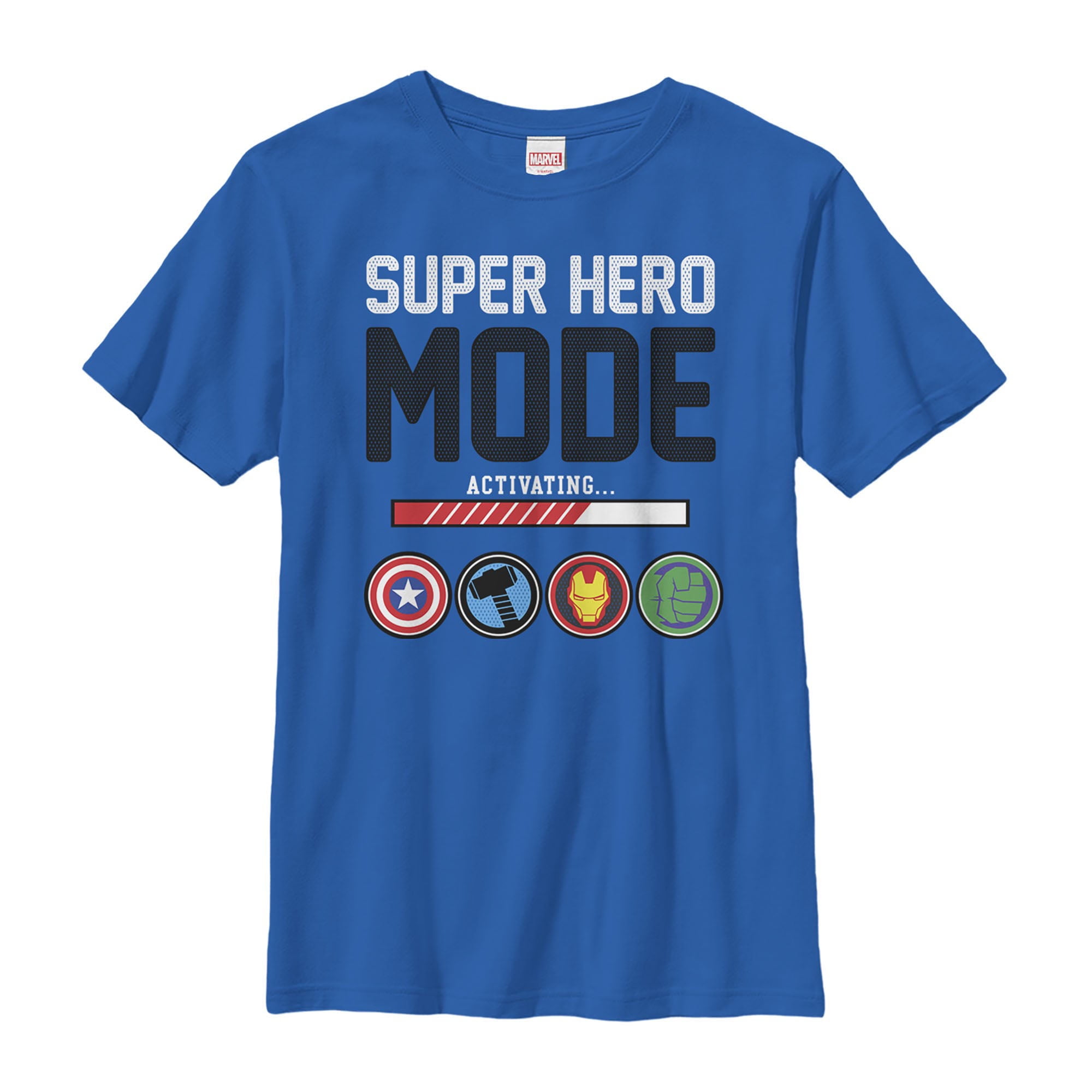 Marvel Boy's Marvel Super Hero Mode Graphic Tee Royal Blue X Small
