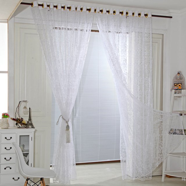 Cortina transparente de flores de 1x2m, hilo de cortina de ventana elegante para balcón interior y exterior Hugtrwg Libre de BPA