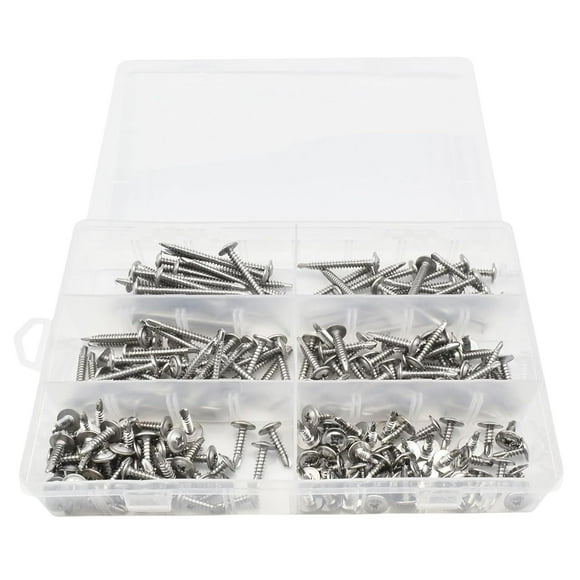 210Pcs Self Drilling Screws Sheet Metal Screws Stainless Steel Drill Tail Self Tapping Screws for Wood, Furnitures