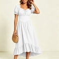 thumbnail image 5 of LEKWK Renaissance Dress Women Puff Short Sleeve Ruffled Hem Medieval Dress Corset Waist High Low Flowy Maxi Sundress Halloween Costumes, 5 of 8