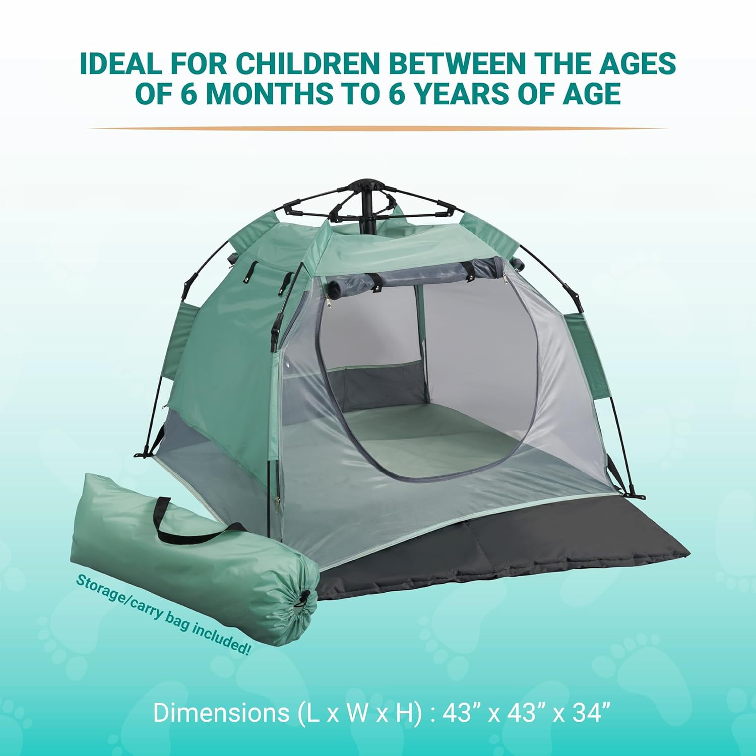 KidCo PeaPod Camp Lightweight Portable Baby Toddler Travel Tent, Seafoam