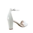 thumbnail image 2 of Rise-7 Women's Open Toe Ankle Strap Buckle Chunky High Heels Sandals Shoes ( White, 5.5 ), 2 of 2