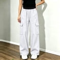 thumbnail image 3 of Fjofpr girls pants girls clothes Kids Contrast Elastic Waist Cargo Pants Multi Pocket Loose Wide Leg Casual Sweat Trousers, 3 of 9