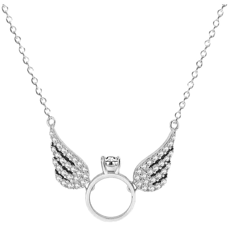 Hesroicy Women Necklace Vibrant Color Exquisite Shape Fade Resistant Friendly to Skin Sparkling Decorative Alloy Angel Wing Necklace Women Choker