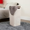 thumbnail image 2 of Mind Reader 60L Slim Laundry Hamper, Clothes Basket, Lid, Wicker Design, Plastic, 17.65"L x 13.75"W x 24.15"H, Set of 3, Ivory, 2 of 5