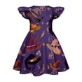 thumbnail image 4 of Grblisyd Halloween Girls Dresses Casual Pumpkin Ghost Print A-Line Dress Flutter Ruffle Sleeve Crew Neck Cute Midi Casual Sundress, 4 of 4