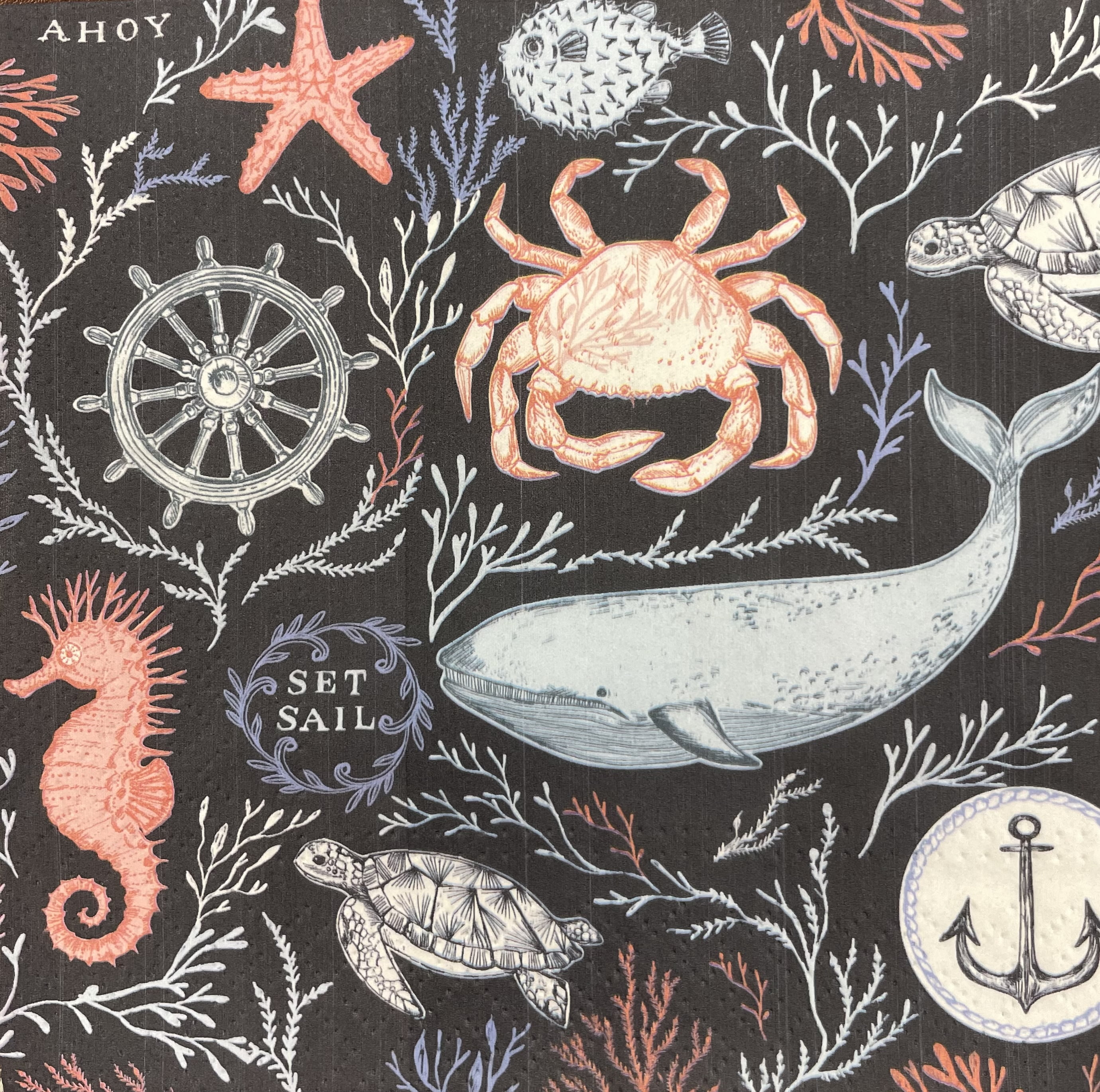 Nautical Paper Napkins, Paper Party Napkins, Decorative Printed