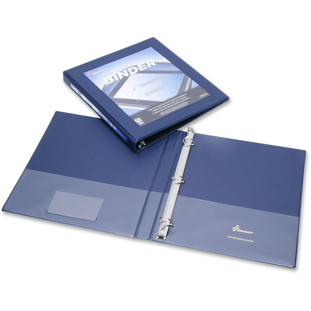 SKILCRAFT Frame View Binders, Navy Blue, 1/2"