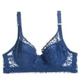 thumbnail image 3 of Fsqjgq Bras for Women Plus Size Floral Lace Bow Gathered Push Up Sports Bras No Underwire Full Coverage Bralettes Underwear Beautiful Back Blue Size 85D, 3 of 4