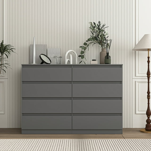Kadyn 8 Drawers Dresser Cabinet, Storage Cabinet for Living Room, Dressers & Chests of Drawers for Hallways, Gray Kadyn 8 Drawers Dresser Cabinet, Storage Cabinet for Living Room, Dressers & Chests of Drawers for Hallways, Gray