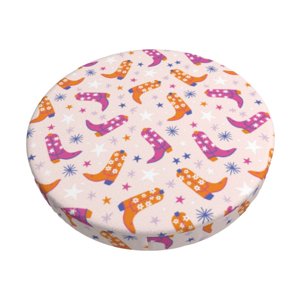 Easygdp Cowgirl Boots Print Easy To Install Bar Stool Covers&Stool Covers Round&Elastic Stool Cover, Barstool Covers,Washable&Bottom With Elastic Edge-13 inch