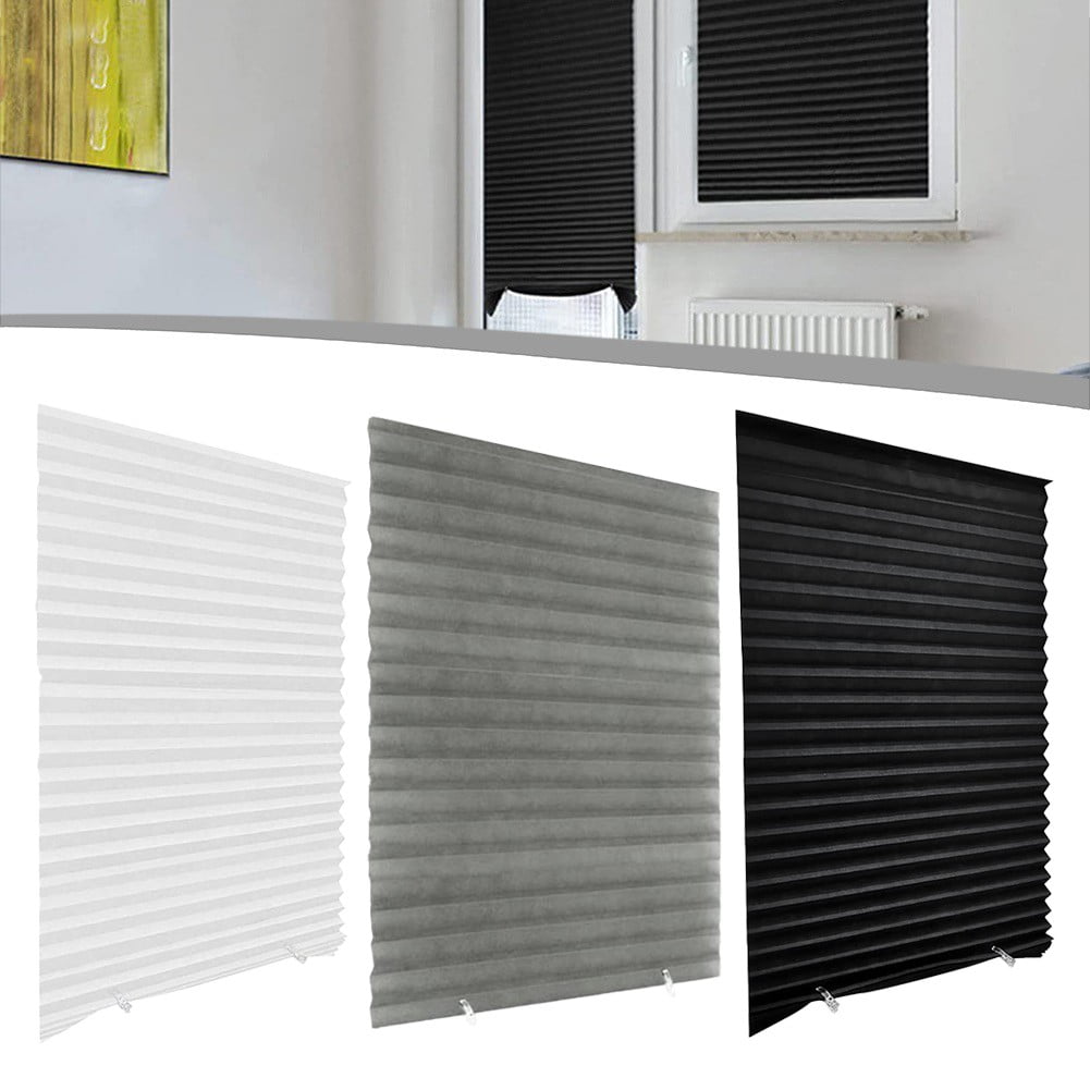 Folding Blind Full Blackout Curtains Privacy Screen Blackout Blinds for Window Black