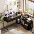 L Shaped Computer Desk with Fabric Drawers and File Cabinet 61 ...