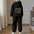 thumbnail image 6 of Toddler Outfits for Girls Sets Boys Long Sleeve Solid Warm Hoodie Pullover Tops Pants Kids Sweat Suit Fall Girls Clothes Black Size 4-5T, 6 of 7