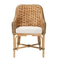 thumbnail image 2 of Baxton Studio Kyle Natural Brown Woven Rattan Dining Arm Chair with Cushion, 2 of 10