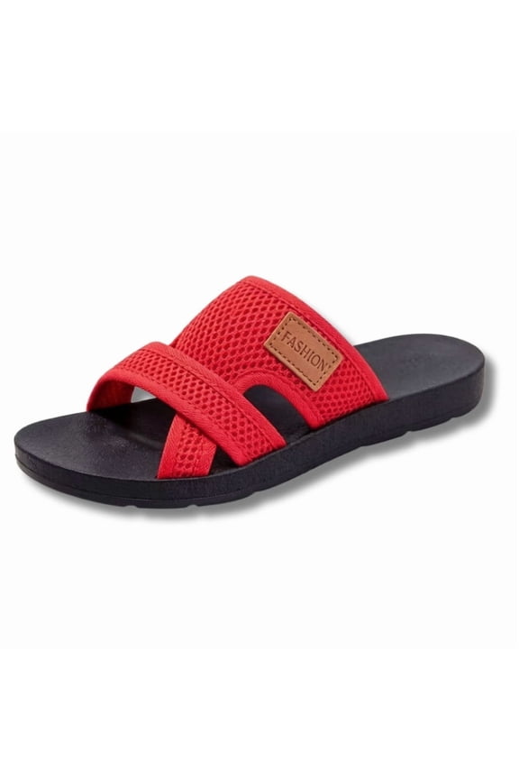 Lightweight Breathable Mesh Crisscross Slides for Women Open Toe Casual Slip On Slippers Comfort PVC Sole Summer Beach Footwear