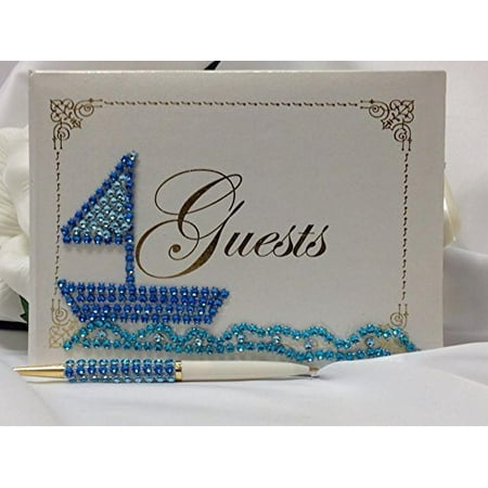Nautical Blue Boat Birthday Signature Guest Book Baby Shower 1st Nautical Blue Boat Birthday Signature Guest Book Baby Shower 1st