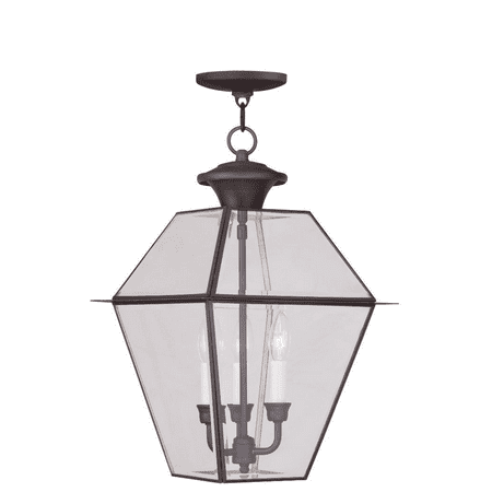 

Bronze Tone Finish Outdoor Pendant Candelabra Base Type 19 Long 3 Light Fixture