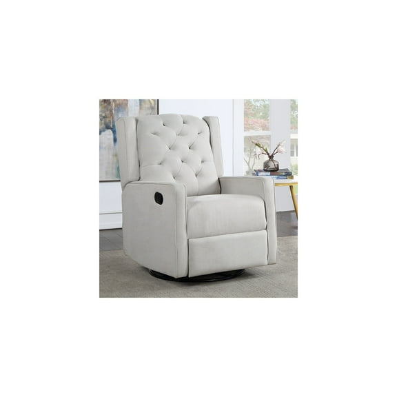 Gray Recliner Chair - Manual Swivel Glider, Soft Micro-Upholstery & Cushions