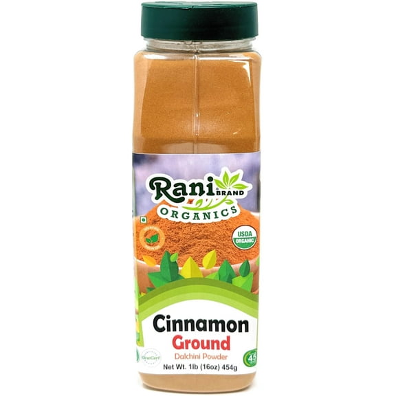 Rani Organic Cinnamon Powder (Ground) Spice 16oz (1lb) 454g PET Jar ~ All Natural | Salt-Free | Vegan | No Colors | Gluten Friendly | NON-GMO | Kosher | USDA Certified Organic