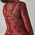 thumbnail image 3 of Women‘s Long Sleeve Lace Shirts with Mesh See-Through and Mock Neck, 3 of 5