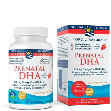 Nordic Naturals Prenatal DHA Softgels, Strawberry, 830 Mg, 120 (Best Dha Supplement Prenatal)