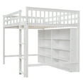 thumbnail image 6 of Euroco Wood Full Size Loft Bed with Shelf for Kids Bedroom, Functional Storage Shelf and Display Case, Open Bookcase for Kids Teens Adults, White, 6 of 14