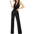 thumbnail image 3 of Combinaison de Mode pour Femmes en Denim Taille Haute Sans Manches Motif Cœur Dos Col Roulé (x2-Noir, P), 3 of 5