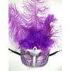Purple Silver Venetian Feather Masquerade Ball Mardi Gras Prom Mask