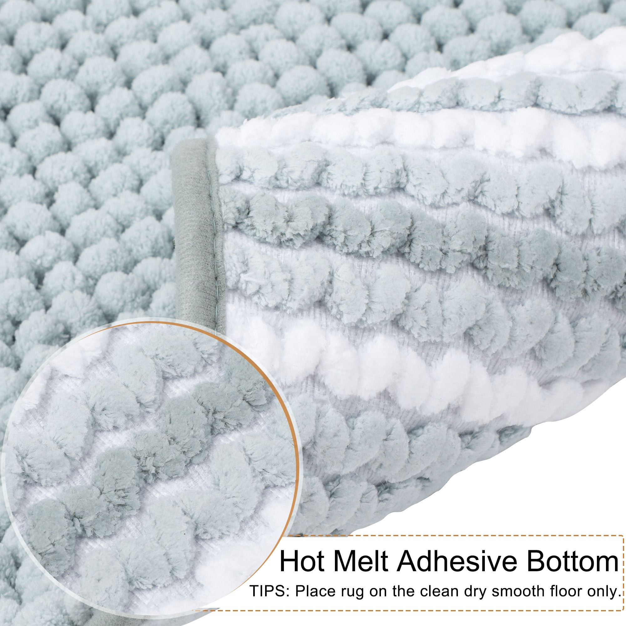 PiccoCasa Chenille Bathroom Rug Non-Slip Mat 20"x32" Soft Absorbent Light Cyan