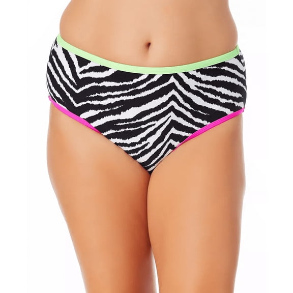 California Waves ZIGGY ZEBRA BLACK/WHITE Printed Bikini Swim Bottom, US (20/22)
