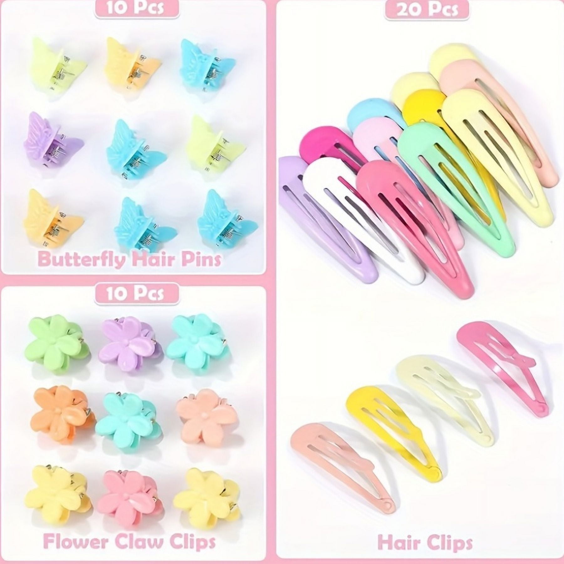 HLONK 1543/1544-Piece Hair Accessory Set  Elastic Bands  Cotton Hair Ties  Styling Tools  Butterfly Clips - Curl Enhancing  Unscented  Normal Hair-Compatible  Versatile Hair Styling Kit f