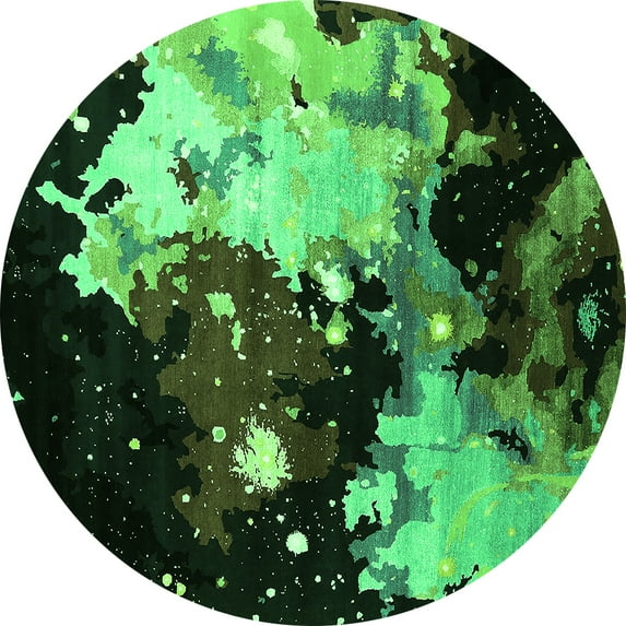 Ahgly Company Indoor Round Oriental Green Industrial Area Rugs, 6' Round