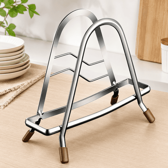 Stainless Steel Cutting Board Rack Holder – Countertop Organizer with Triangular Base for Chopping Boards, Baking Sheets, and Pan Storage 