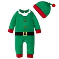 thumbnail image 2 of Newborn Baby Boys Girls Christmas Outfits Romper Infant One Piece Christmas Clothes Jumpsuit with Hat 0-18Months, 2 of 8