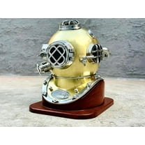 Diving Helmet | Brass Plated Scuba Diving Helmet | US Navy Mark V Sea Diver's Helmet | 18" Nautical Helmet