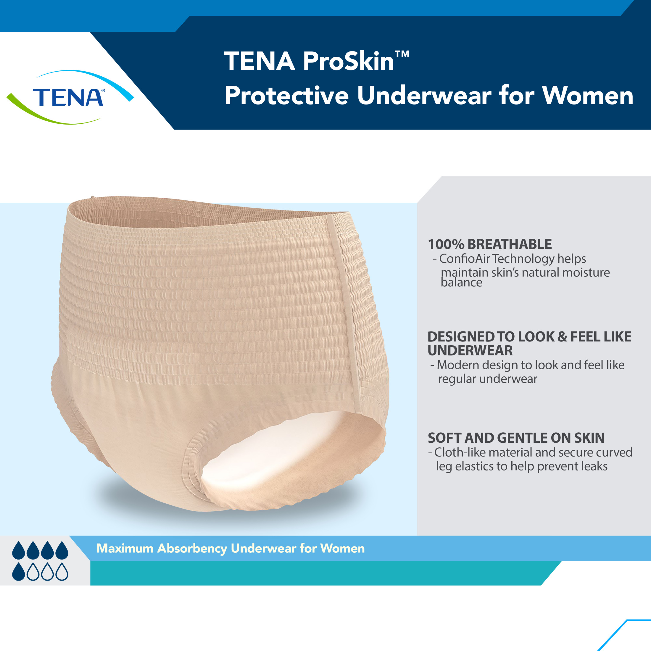 Tena ProSkin Incontinence Underwear for Women, Maximum, S/M, 80 Ct - image 3 of 8