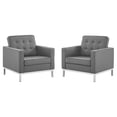 thumbnail image 2 of Loft Tufted Upholstered Faux Leather Armchair Set of 2-EEI-4101, 2 of 4