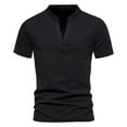 thumbnail image 1 of Camiseta de manga corta con cuello en V profundo para hombre - Camiseta elástica de mezcla de algodón - Diseño moderno para la playa y ocasiones informales de verano, 1 of 8