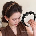 thumbnail image 3 of 3 Pack High Skull Pearl Headband for Women, Reversible Velvet Headband with Teeth, Anti-Slip Wide Hair Hoop for Volume Styling, Makeup, Washing Face, Daily Wear (Black   Red   Brown), 3 of 9