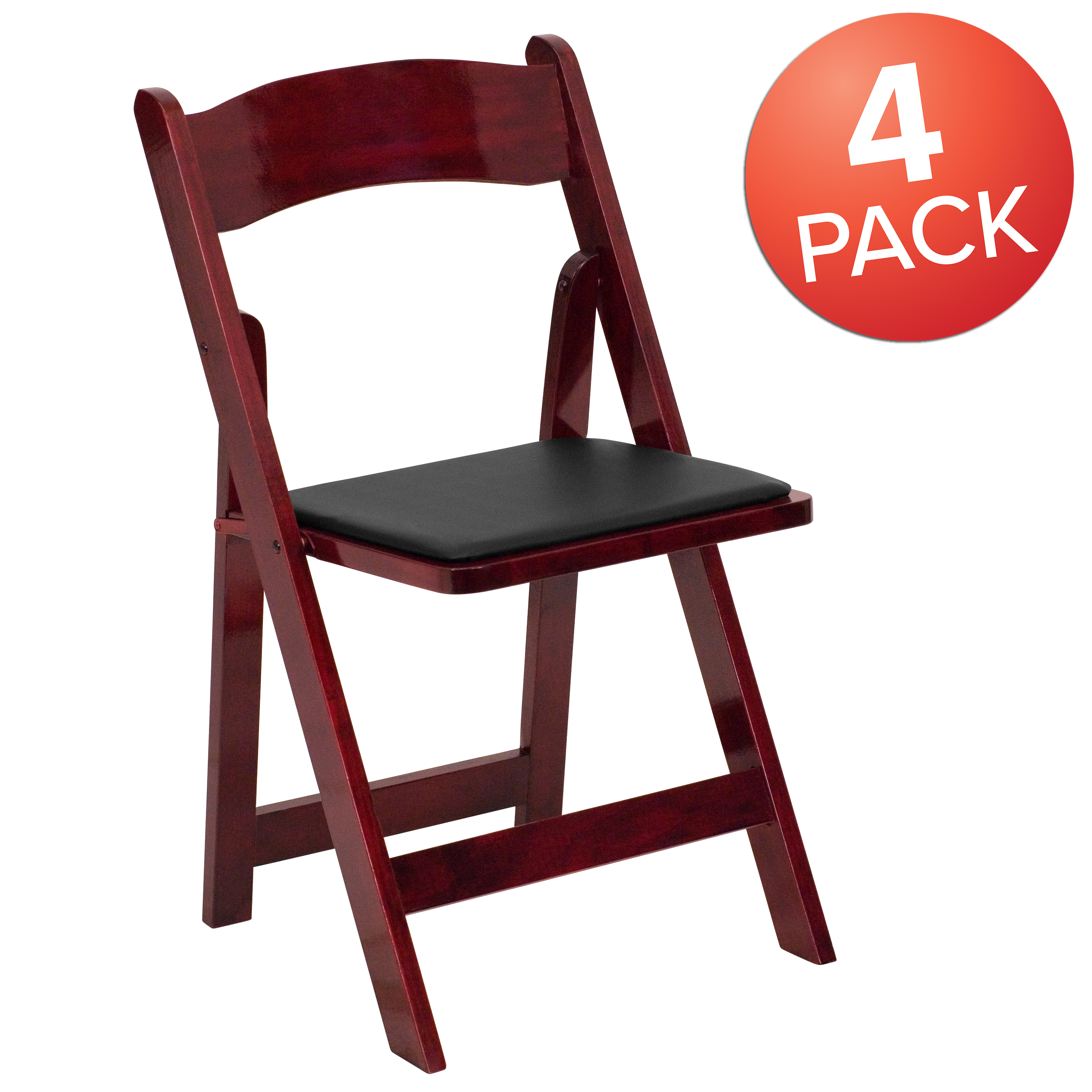 Flash Furniture 4 Pack HERCULES Series Mahogany Wood Folding Chair with Vinyl Padded Seat - image 3 of 9