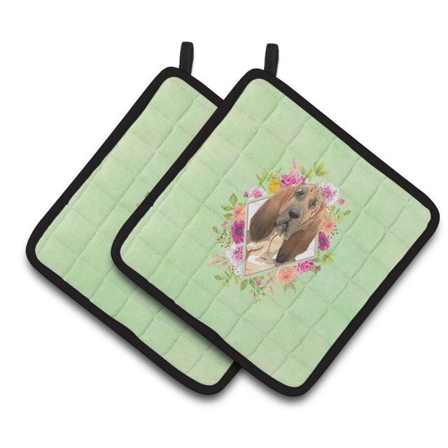 Caroline's Treasures CK4419PTHD Paire de Porte-Casseroles Lévriers Fleurs Vertes Multicolores
