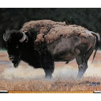 35.5" X 44" Panel Buffalo Bison Realistic Animal Wildlife Nature Prairie Wild & Playful Cotton Fabric Panel (P7823-Buffalo)