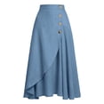 thumbnail image 4 of Skirts for Women Elegant High Waist Pleated Midi Skirt for Everyday Casual Work and Wear with Breathable and Handy Pockets Blue XXL, 4 of 5