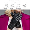 thumbnail image 6 of Leather Gloves Ladies Autumn And Winter Plus Velvet Padded Warm Fashion Parchment Leather U Touch Screen Gloves Hand Repair Driving Black L, 6 of 7