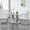 Gray Table with 4 White Chairs, variant on Sumdeal 63" Modern Faux Marble Dining Table Setsfor 6, 7 Piece Table and High Back Upholstered Chairs Set 6 for Kitchen, Living Room, Dining Room,Black