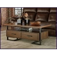 thumbnail image 5 of Contemporary Walnut & Rustic Black Coffee Table with 2 Dovetail Drawers for Living Room, Metal Framing, 5 of 6